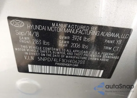 2019 Hyundai Elantra Se из США, поврежденный, VIN 5NPD74LF1KH406203